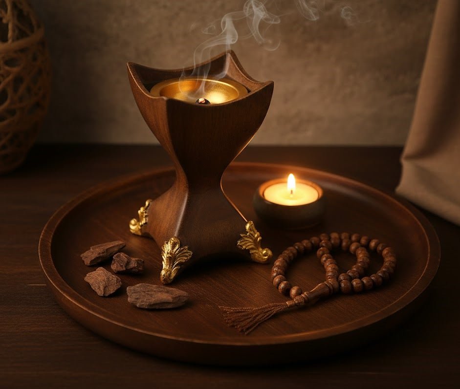 Decorative Incense Burner with Gold Accents