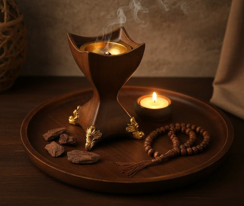 Decorative Incense Burner with Gold Accents